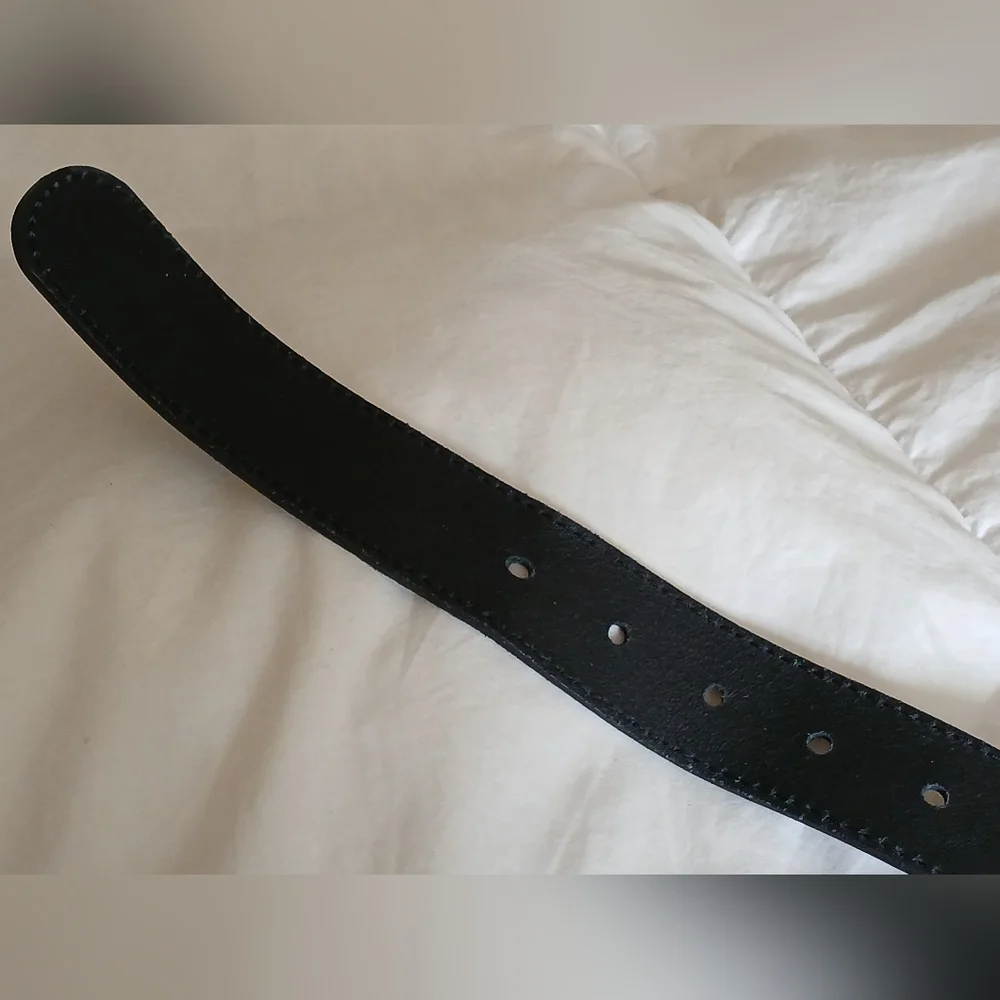 Diesel Black Patent Leather Belt W/ Large Metal Buckle - Picture 3 of 9